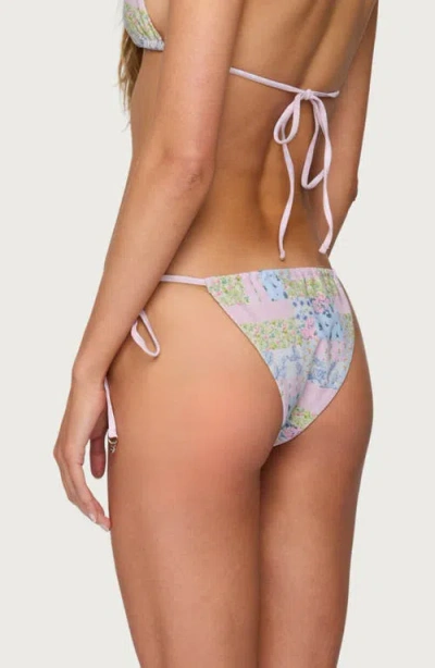 Edikted Patchwork String Bikini Bottoms In Multi