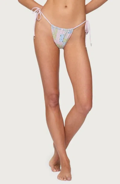 Edikted Patchwork String Bikini Bottoms In Multi