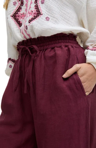 Raffya Paulina Wide Leg Trouser In Burgundy