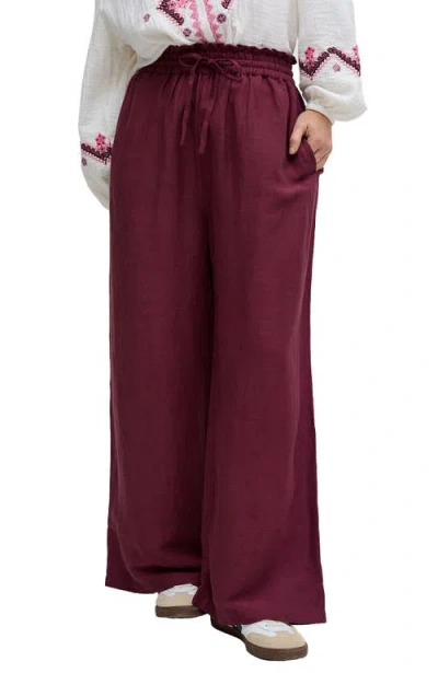 Raffya Paulina Wide Leg Trouser In Burgundy