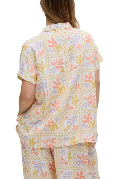 Raffya Matisse Button Down Patchwork Floral Print Shirt In Multi