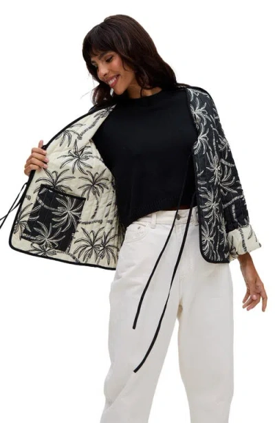 Raffya Felicity Palm Print Reversible Jacket In Multi