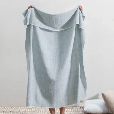 Lands Downunder Sutton Plaid Throw In Blue