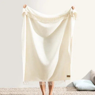 Lands Downunder Juno Cashmere Throw In White