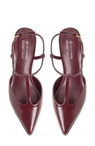 Call It Spring By Aldo Talaa Ankle Strap Pointed Toe Kitten Heel Pump In Burgundy