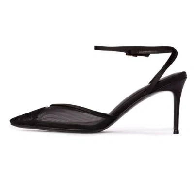 Black Suede Studio Cara 80 Mesh Pump In Black