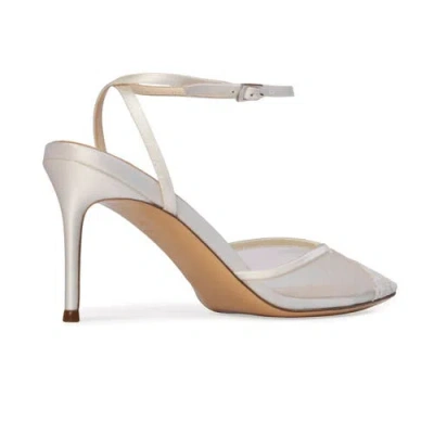 Black Suede Studio Cara 80 Mesh Pump In White