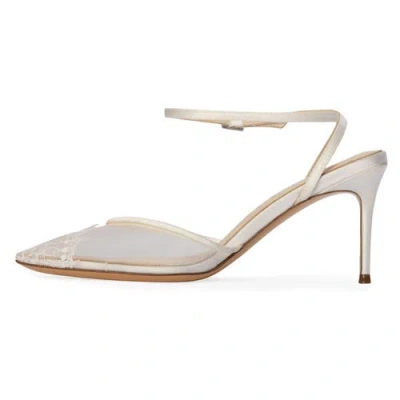 Black Suede Studio Cara 80 Mesh Pump In White