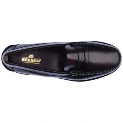 Sebago Rounded Toe Slip-on Moccasins With Smooth Leather Finish In Burgundy