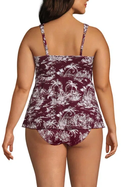 Lands' End D-cup Flutter Scoop Neck Tankini Top Comfort Adjustable Straps In Multi