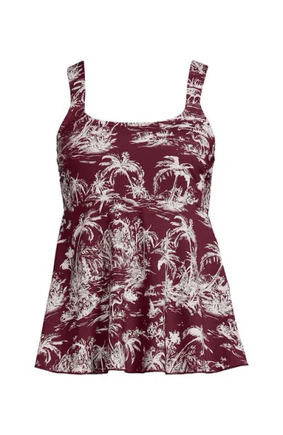 Lands' End D-cup Flutter Scoop Neck Tankini Top Comfort Adjustable Straps In Multi
