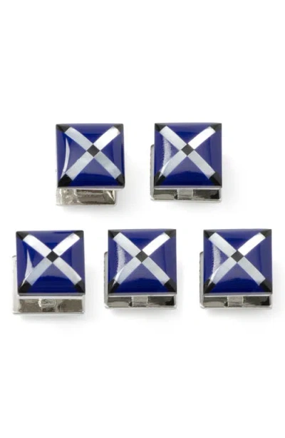 Cufflinks, Inc Set Of 5 Square Mother-of-pearl Shirt Studs In Blue