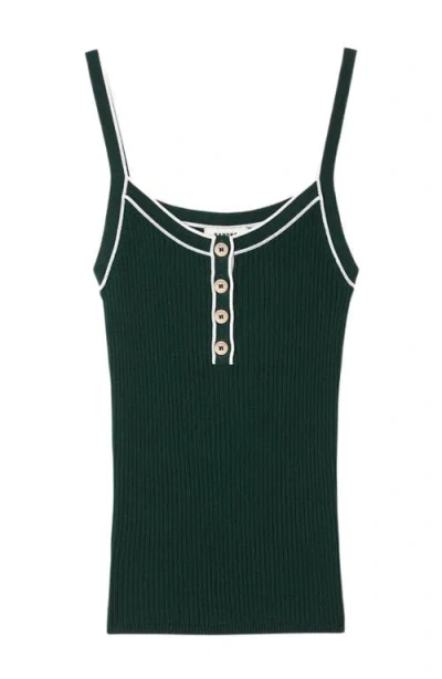 Sandro Womens Bottle Green Two-tone Button-down Knitted Vest In Green