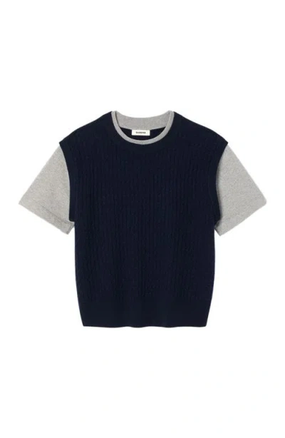 Sandro Dual-material Knit Sweater In Multi