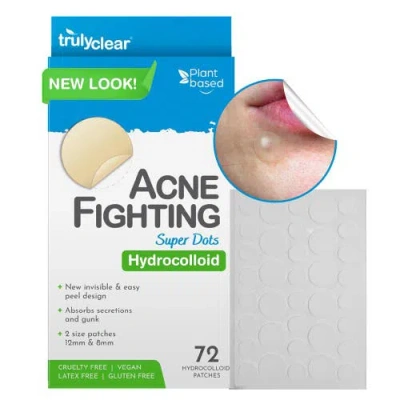 Truly Clear Hydrocolloid Acne Dots 72ct 2 Sizes, Spot Treatment, Vegan In Multi