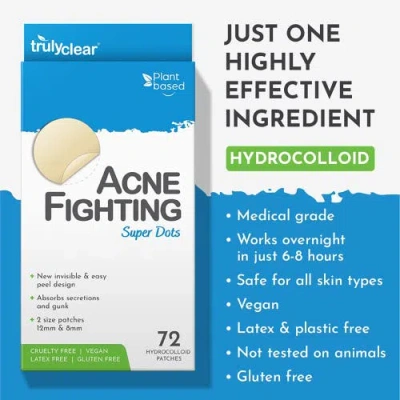 Truly Clear Hydrocolloid Acne Dots 72ct 2 Sizes, Spot Treatment, Vegan In Multi