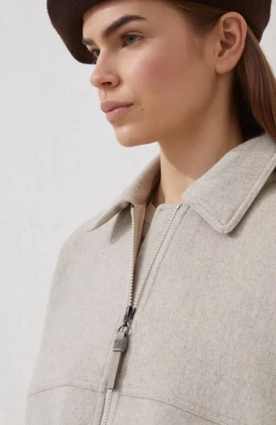 Brunello Cucinelli Double Fabric Bomber Jacket In Gold