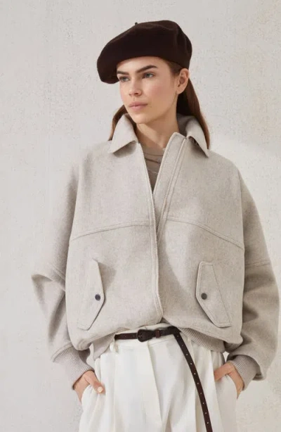 Brunello Cucinelli Double Fabric Bomber Jacket In Gold