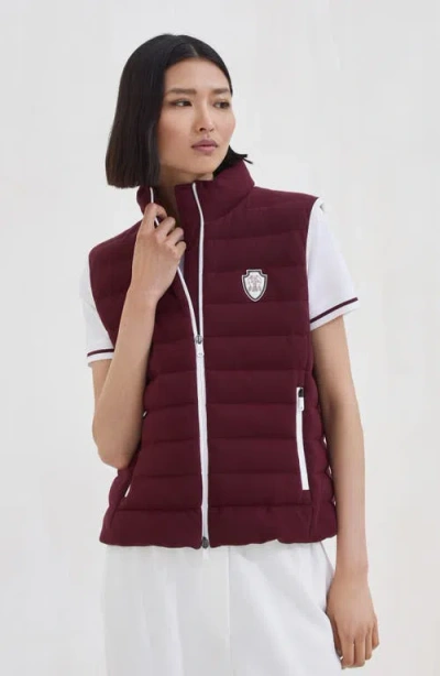 Brunello Cucinelli Bordeaux Sleeveless Down Jacket With Logo Patch On The Front In Purple