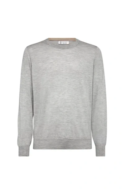 Brunello Cucinelli Roundneck Cashmere Sweater In Gray