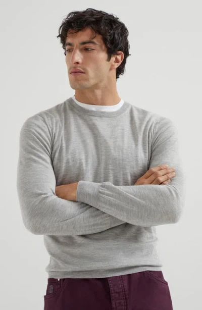 Brunello Cucinelli Roundneck Cashmere Sweater In Gray