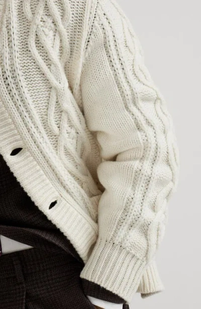 Brunello Cucinelli Cashmere Cardigan With Cable Knit Design In Neutral