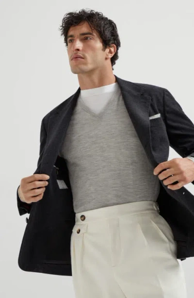 Brunello Cucinelli Cashmere And Silk Lightweight Sweater In Gray