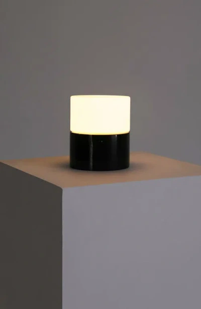 Brightech Zigzag 6" Crescent Moon Sculptural Led Desk Lamp With Marble And Glass, Rotatable Shade, B In Black