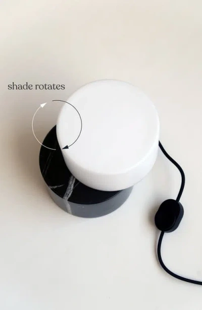 Brightech Zigzag 6" Crescent Moon Sculptural Led Desk Lamp With Marble And Glass, Rotatable Shade, B In Black