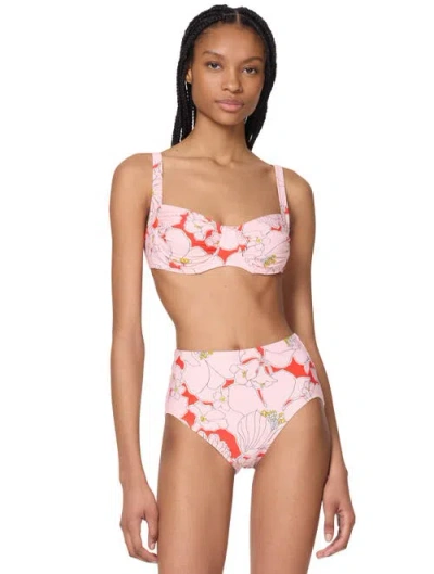 Kate Spade Women's Printed Shirred Bikini Top In Pink