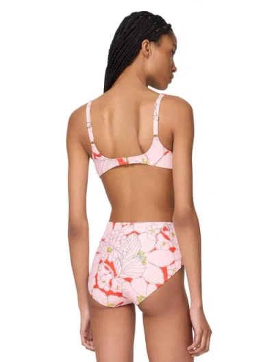 Kate Spade Women's Printed Shirred Bikini Top In Pink