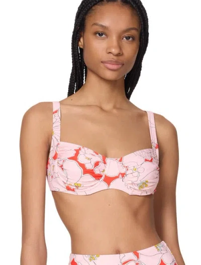 Kate Spade Women's Printed Shirred Bikini Top In Pink