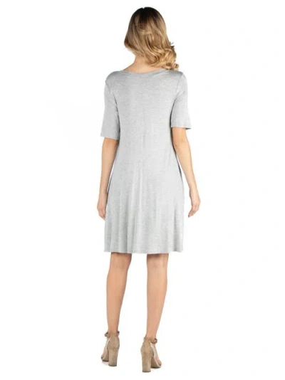 24seven Comfort Apparel Soft Flare T-shirt Maternity Dress With Pocket Detail In Blue