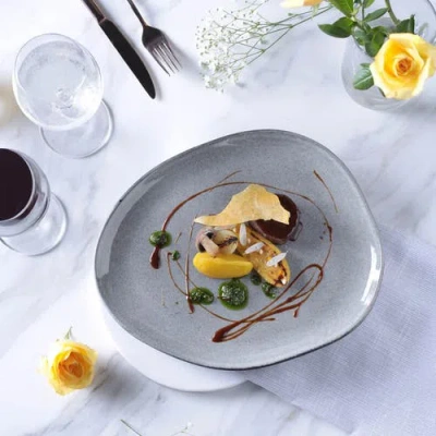 Porto Brasil Stoneware Oval Dinner Plates, Set Of 6 In Gray