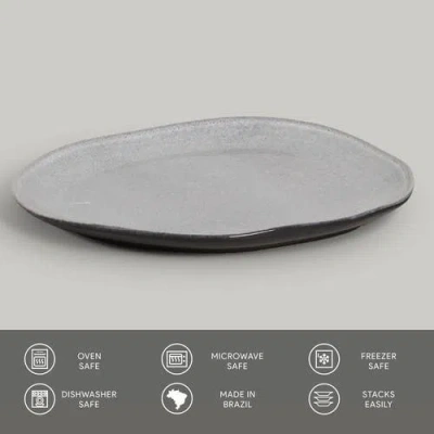 Porto Brasil Stoneware Oval Dinner Plates, Set Of 6 In Gray