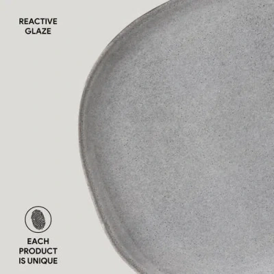 Porto Brasil Stoneware Oval Dinner Plates, Set Of 6 In Gray