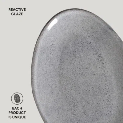 Porto Brasil Stoneware Oval Dessert Plates, Set Of 6 In Gray