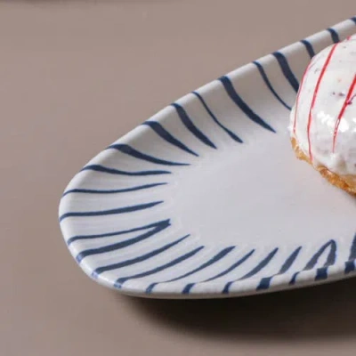 Porto Brasil Shallow Organic Oval Platter Large Set Of 4 In Gray