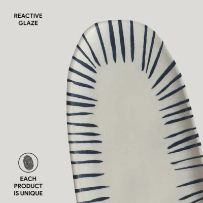 Porto Brasil Shallow Organic Oval Platter Large Set Of 4 In Gray