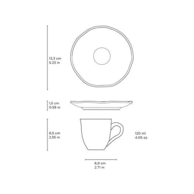 Porto Brasil Stoneware Coffee Cup And Saucer Set, Service For 6 In Black