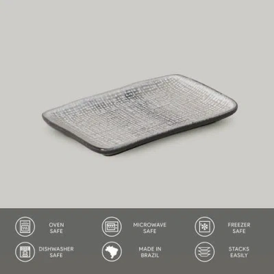 Porto Brasil 7" Stoneware Rectangular Juta Platters, Set Of 4 In Gray