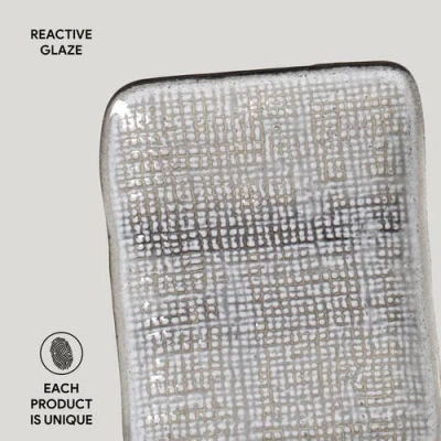 Porto Brasil 7" Stoneware Rectangular Juta Platters, Set Of 4 In Gray