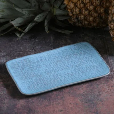 Porto Brasil Rectangular Platter Juta Medium Set Of 4 In Blue