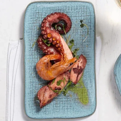 Porto Brasil Rectangular Platter Juta Medium Set Of 4 In Blue