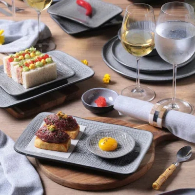 Porto Brasil Rectangular Platter Juta Medium Set Of 4 In Gray