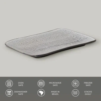 Porto Brasil Rectangular Platter Juta Medium Set Of 4 In Gray