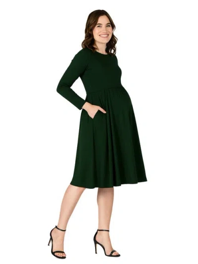 24seven Comfort Apparel Women's Midi Length Fit And Flare Dress In Multi