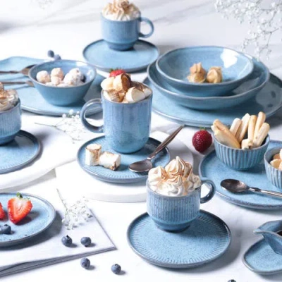 Porto Brasil Stoneware Salad Bowls, Set Of 6 In Blue