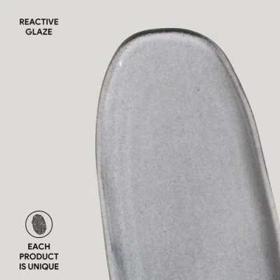 Porto Brasil 14.17" Stoneware Large Shallow Oval Platters, Set Of 4 In Gray