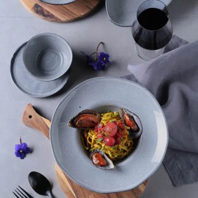 Porto Brasil Deep Rim Plate Set Of 4 In Gray